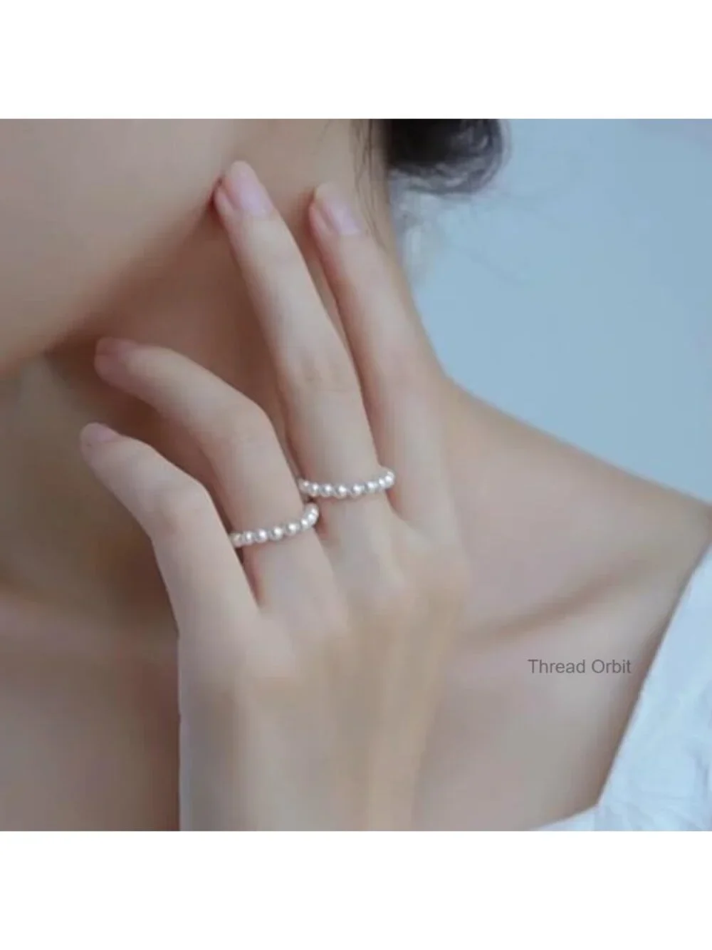 Dainty Beaded Pearl Stretch Knuckle Rings Stackable for Women Statement